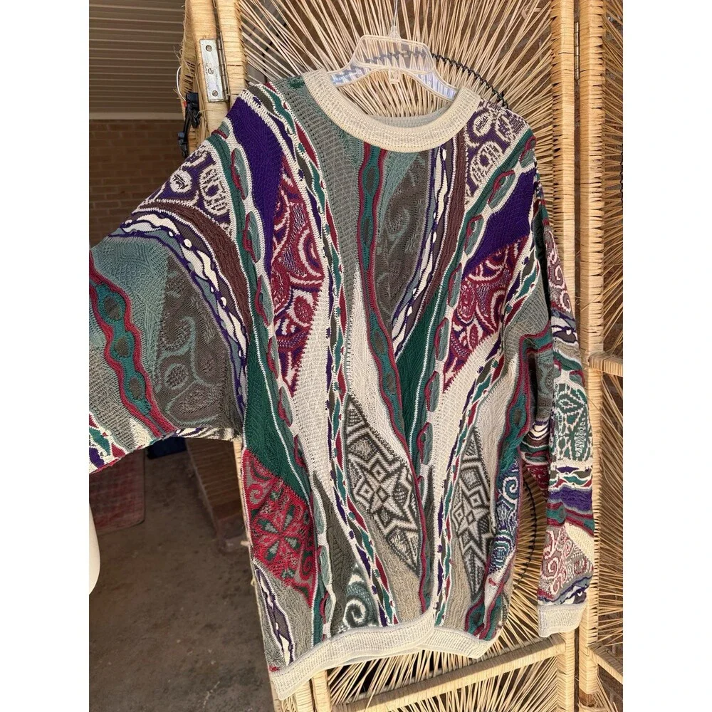 COOGI Australia Vintage Sweater 2XL Multicolor 100% Mercerized Cotton EUC